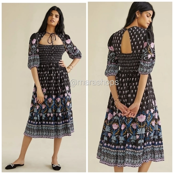 Anthropologie Dasha Smocked Midi Dress - Picture 1 of 6